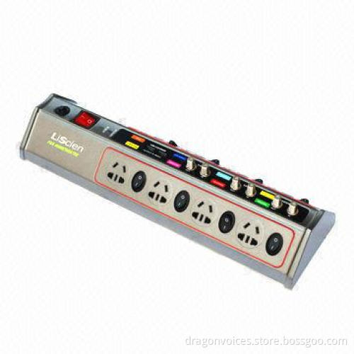 8-outlet power strip with TV and coaxial connector, 2 USB charger port 2.1A, universal pin